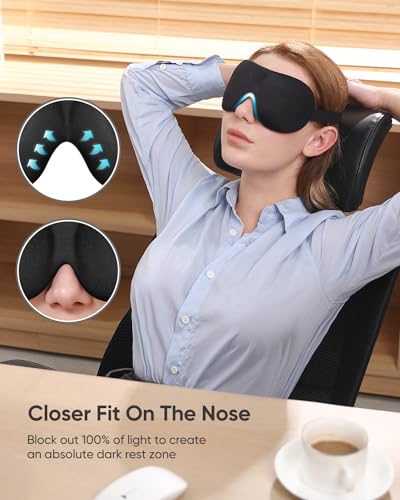 LKY DIGITAL Sleep Mask for Side Sleeper 3 Pack, Blackout 3D Eye Mask - color: Black & Blue & Purple