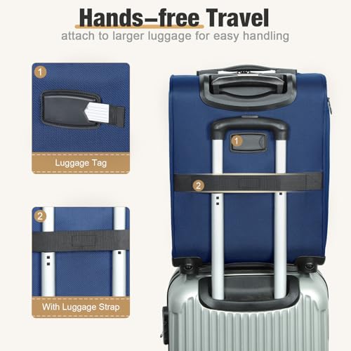 17 Inch Underseat Carry on Luggage with Removable Spinner Wheels - color: Blue, size: 17 inch_Underseat