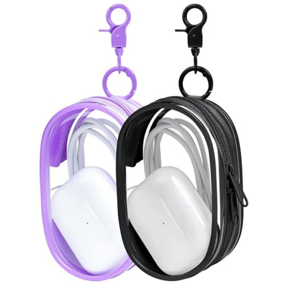 Linsaner 2 Pack Transparent Tech Pouch Storage Bags, Purple + Black - color: A7-Purple + Black