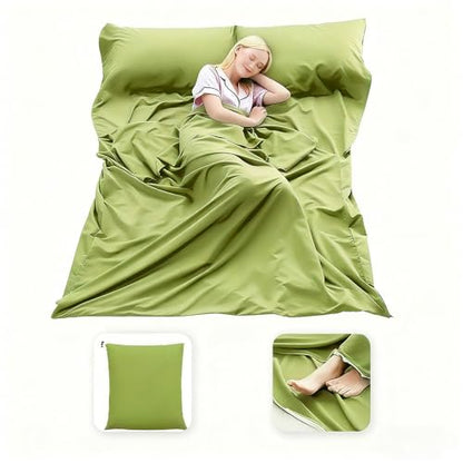 Sleeping Bag Liner, Compact Travel Sheets for Hotel Hostel - color: Field Green, size: 82.7" X 70.9"