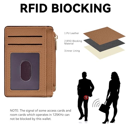 Tipmile Womens Credit Card Holder Wallet, Small Slim RFID Blocking Sleeve - color: Brown