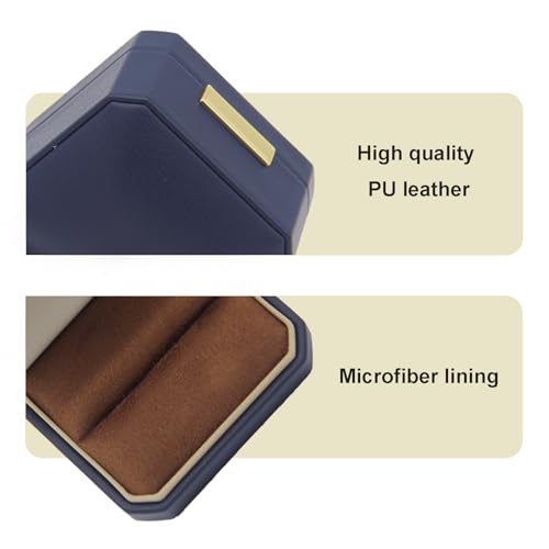 Exquisite Wedding Ring Box Small PU Jewelry Organizer - color: Ring Box- PU-Dark Blue