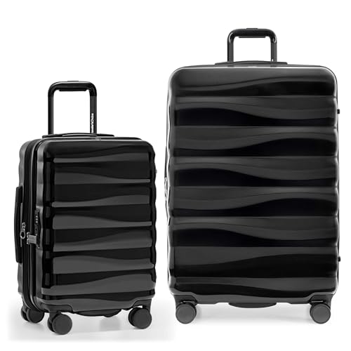 Traveler's Choice Edinburgh II Hardside Spinner Luggage, TSA Lock, Black, 2 Piece Set (21/29) - color: Black, size: 2 Piece Set (21/29)