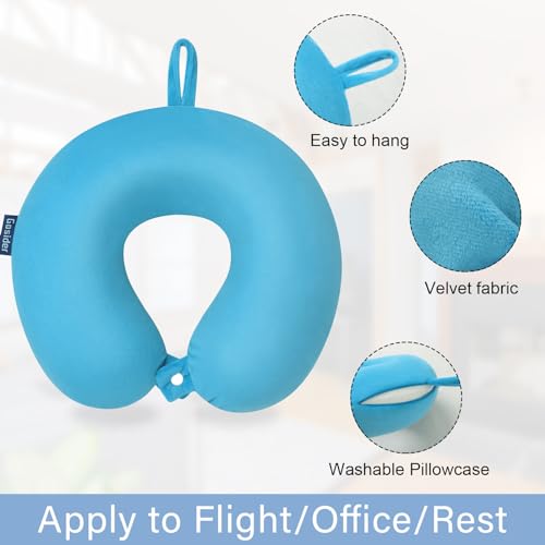Travel Pillow, Memory Foam Airplane Pillow, Lake Blue - color: Lake Blue