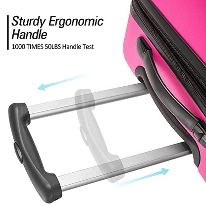 Merax Luggage Sets 3 Piece,Hard Case Suitcase 20/24/28 IN,Pink - color: Pink, style: 3 Piece-20+24+28