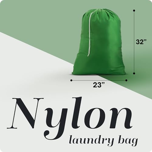 Nylon XL Laundry Bag - Locking Drawstring Closure, Machine Washable, These Large Bags Will Fit a Laundry Basket and Strong Enough to Carry up to Two Loads of Clothes (Green | 22" x 32") (Pack of 2) - color: Green, size: 22" x 32" (Pack of 2)