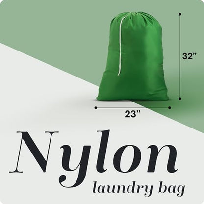Nylon XL Laundry Bag - Locking Drawstring Closure, Machine Washable, These Large Bags Will Fit a Laundry Basket and Strong Enough to Carry up to Two Loads of Clothes (Green | 22" x 32") (Pack of 2) - color: Green, size: 22" x 32" (Pack of 2)
