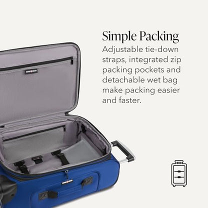 SwissGear Sion Carry-On Spinner Luggage, Softside Expandable, Lightweight Suitcase, Blue, 22.75-Inch - color: Blue, size: Carry-On