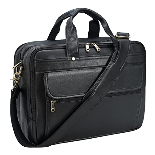 Polare Napa Leather 16" Business Briefcase Laptop Messenger Bag for Men