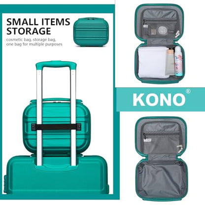 Kono Carry On Luggage Set Airline Approved with Spinner Wheels - color: Turquoise, size: 2-piece Set (12/20)