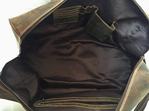 KomalC 24 Inch Leather Duffle Bag for Men & Women, Travel Weekend Bag - style: Brown Distressed Tan