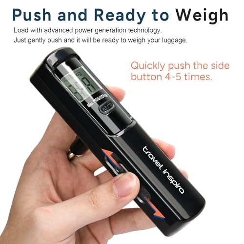Battery-Free Luggage Scale – No Batteries Needed, Portable Digital Hanging Suitcase Weight Scale for Air Travel & Checked Bags, 110lb/50kg, LCD Display, Compact Travel Accessory - color: Black