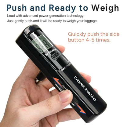 Battery-Free Luggage Scale – No Batteries Needed, Portable Digital Hanging Suitcase Weight Scale for Air Travel & Checked Bags, 110lb/50kg, LCD Display, Compact Travel Accessory - color: Black