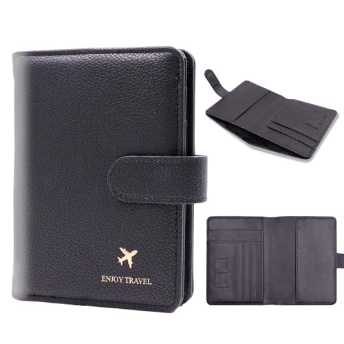 Cnycmy Passport Holder for Travel,Passport Cover Case with RFID - color: Leatherate-Black