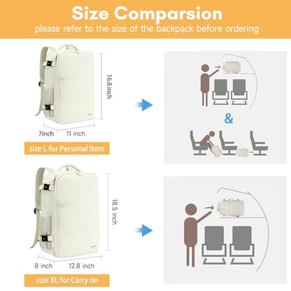 Taygeer Travel Backpack for Women, Carry On Backpack with Shoe Pouch - color: Creambeige, size: Large