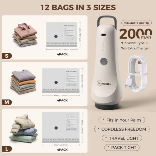 Vacuum Seal Bags for Clothing Travel,12-Pack, 80% Space Reduction - size: 12 Combo Travel Size