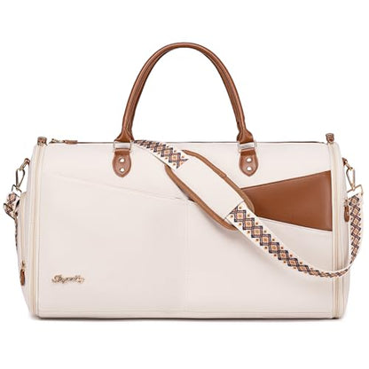 Joyrally Convertible Garment Duffle Bag for Women, 40L Carry-On, Beige - color: Beige