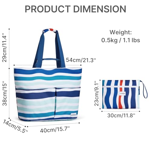 G4Free Beach Bags for Women, Sandproof Foldable Bag Pool Travel - color: Colorful Ripple
