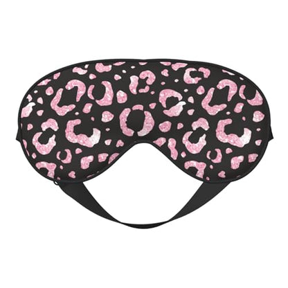 Rose Pink Glitter Leopard Sleep Mask Eye Mask with Adjustable Strap Eye Sleep Shade Cover Blocks Light for Women Men Airplane Travel Nap - color: Rose Pink Glitter Leopard