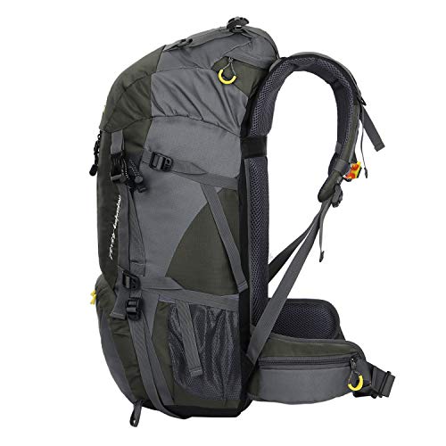 WoneNice 50L(45+5) Waterproof Hiking Backpack Outdoor Daypack w/Rain Cover - color: Army Green