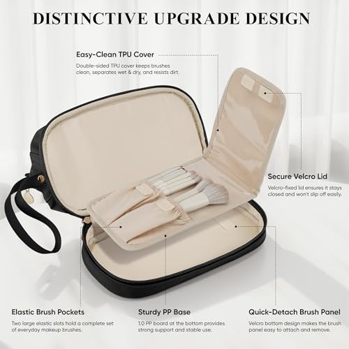 Travel Makeup Bag, Double Layer Cosmetic Bags for Women,Black - color: Black, size: Medium