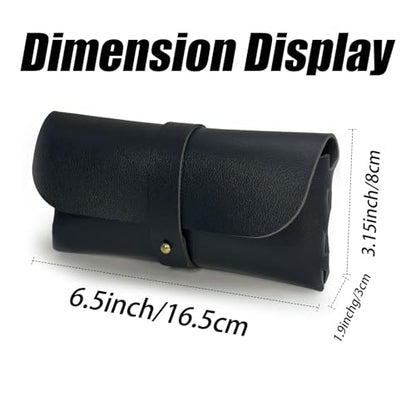 Faux Leather Glasses Pouch, Portable Bag for Sunglasses travel glasses bag - color: Black