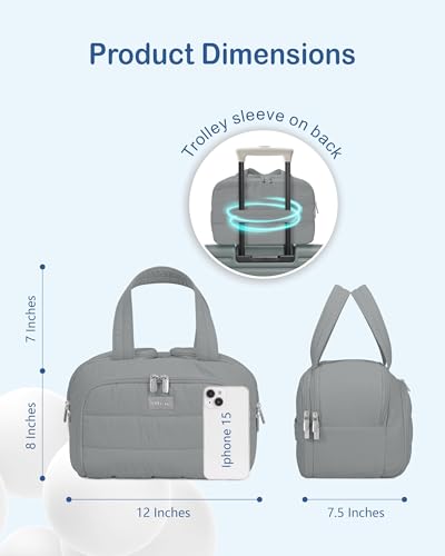 TOPDesign Travel Toiletry Bag, Puffer Makeup Organizer with Compartments - color: Grey