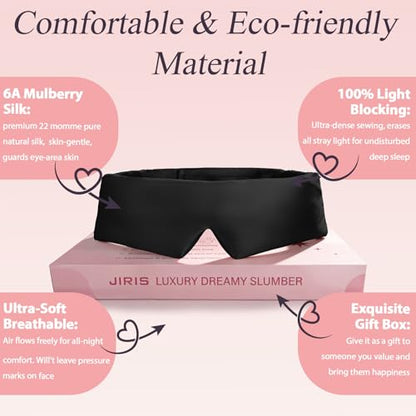 22Momme Silk Padded Sleep Eye Mask for Side Sleeper Men Women Black - color: Black