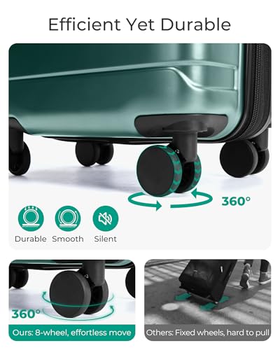 BAGSMART Carry-On Luggage 20" Expandable Spinner 22x14x9,Pine Green - color: Pine Green