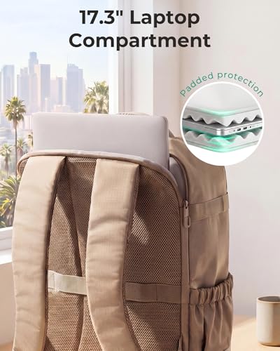 BAGSMART Travel Backpack for Women & Men, 17-Inch Laptop Carry on Backpack - color: Coffee Brown