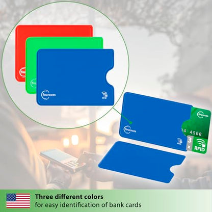rfid blocking sleeves, 3 pieces - credit card protector - card blocker for bank card, anti fraud nfc card holder