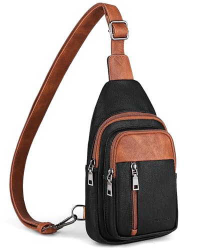 MASINTOR Sling Bag for Women, Crossbody Fanny Pack Sling Backpack, Brown - color: Black Brown