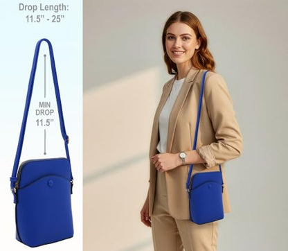 Solene Small Crossbody Bag with Gold Hardware, Mini Shoulder Purse with Adjustable Strap - color: Royal Blue