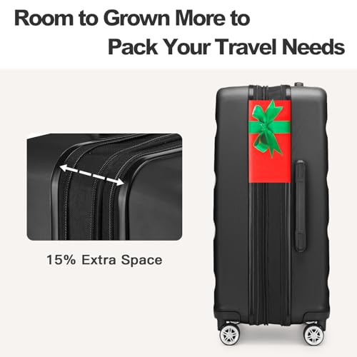 Kono 24 Inch Expandable Hardshell Luggage with Spinner Wheels Black - color: Black, size: Checked-Medium 24 Inch