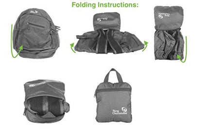 Outlander Packable Handy Lightweight Travel Hiking Backpack Daypack, Black - color: Black, size: 20L