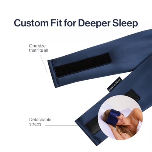 Dore & Rose Deep Sleep Mask, 100% Pure Silk Eye Mask for Sleeping - color: Dark Blue