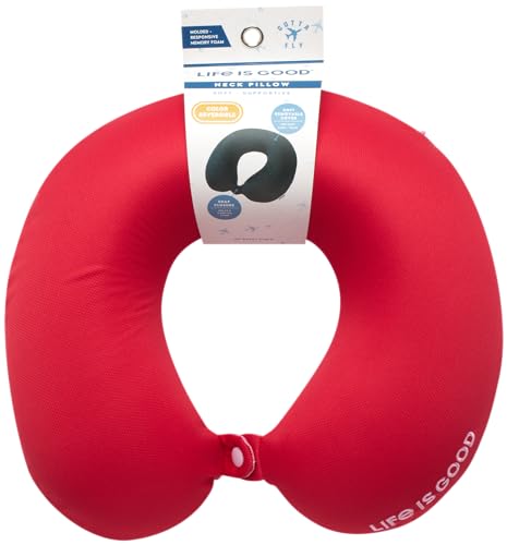 Life is Good Neck Pillow with Soft Memory - color: Red