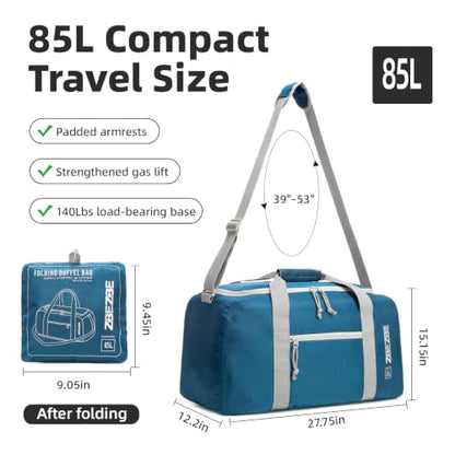 Foldable Travel Bag 85L, Extra Large Duffel for Camping & Trips - color: Navy Blue, size: 85L