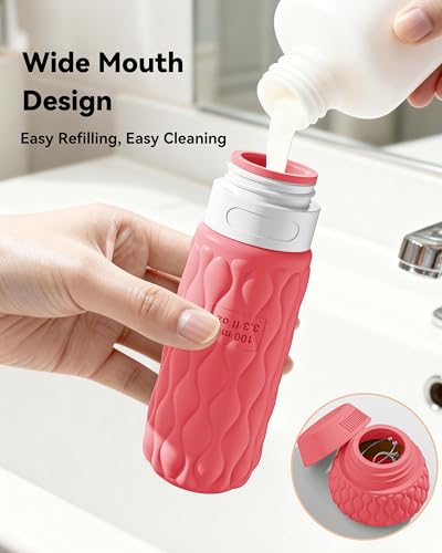 Travel Bottles for Toiletries Silicone Travel Size Containers 3.4oz 1.7oz - color: Tropical Sunset