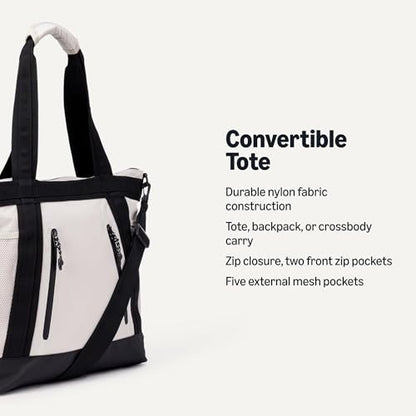 Amazon Essentials Unisex Adults' Convertible Nylon Backpack Tote with Adjustable Straps for Men and Women - color: Ecru