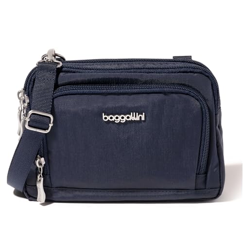 Baggallini Triple Zip with Front Wallet/Trifecta RFID Wallet Crossbody - color: French Navy