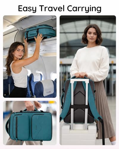 Taygeer Airline Approved Carry on Backpack, Womens Weekender Travel Bag - color: Peacockblue