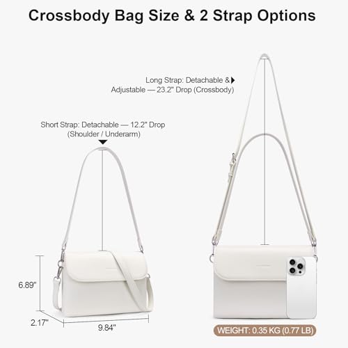 RFID Crossbody Bags for Women Vegan Leather with 2 Straps White - color: Beige