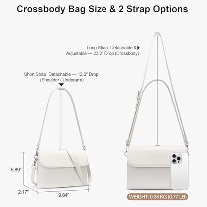 RFID Crossbody Bags for Women Vegan Leather with 2 Straps White - color: Beige
