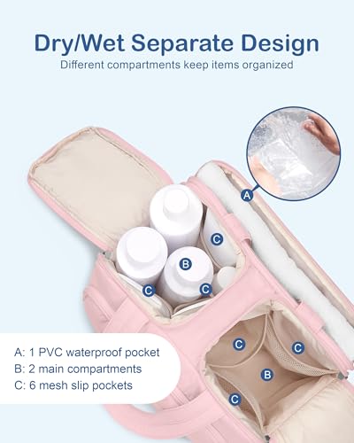 TOPDesign Travel Toiletry Bag, Puffer Makeup Organizer with Compartments - color: Baby Pink