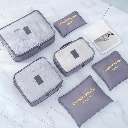 Packing Cubes 6 Set Travel Essentials for Carry on Luggage Organizers Suitcase Travel Accessories (Grey) - color: Grey 6 Set