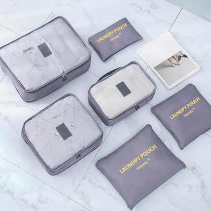 Packing Cubes 6 Set Travel Essentials for Carry on Luggage Organizers Suitcase Travel Accessories (Grey) - color: Grey 6 Set