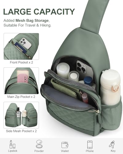 Capolo Crossbody Bags for Women Waterproof Sling Shoulder Bag Fanny Pack - color: Green, size: Large