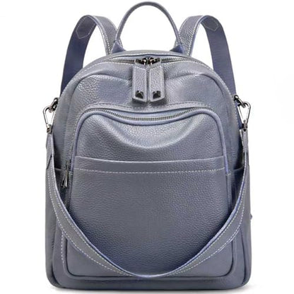 BOYATU Genuine Leather Backpack Purse Women: Convertible Elegant Backpacks - color: 03 Medium-haze Blue
