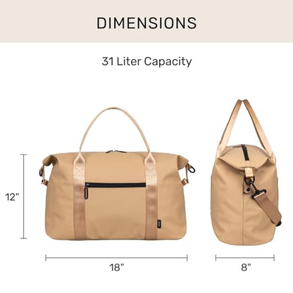 Jadyn Lola Travel Bag, Weekender/Overnight Duffel, Gym Tote Bag for Women, Men - color: Camel